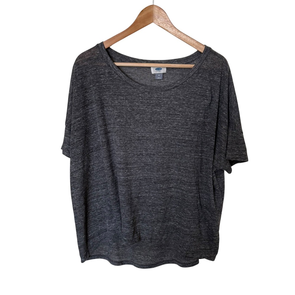 Old Navy T-Shirt Women Medium Gray Excellent Relaxed Scoop Neck Dolman Sleeve